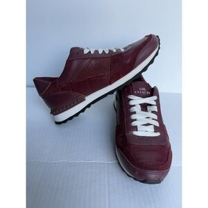 Coach Moonlight Leather Trainers Burgundy Red US 5B